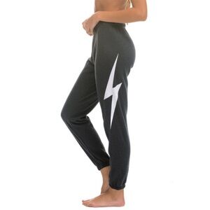 AVIATOR NATION Women’s MEDIUM Charcoal Gray Bolt Sweatpants Jogger Lightweight